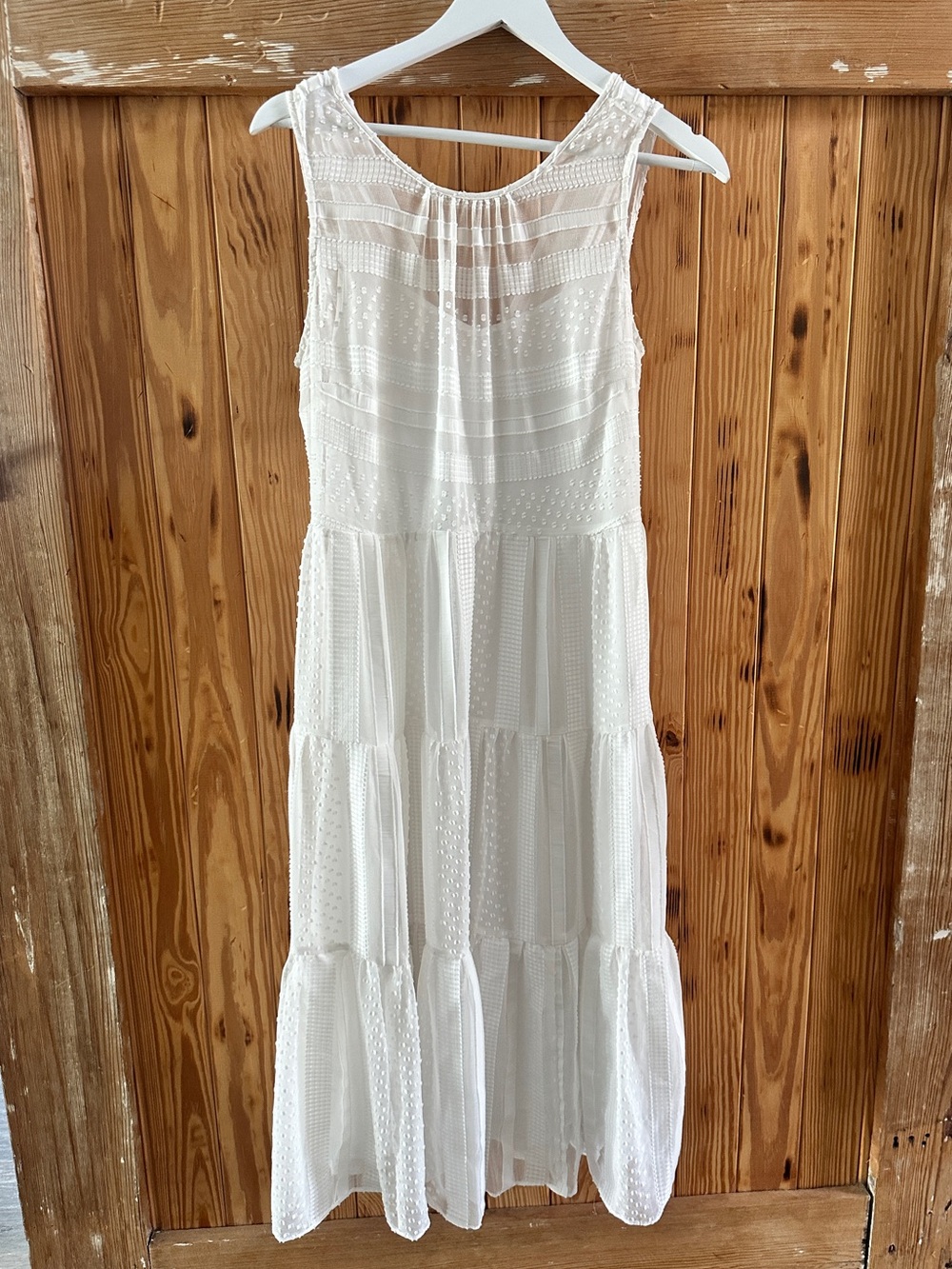 White Sleeveless Tiered Maxi Dress